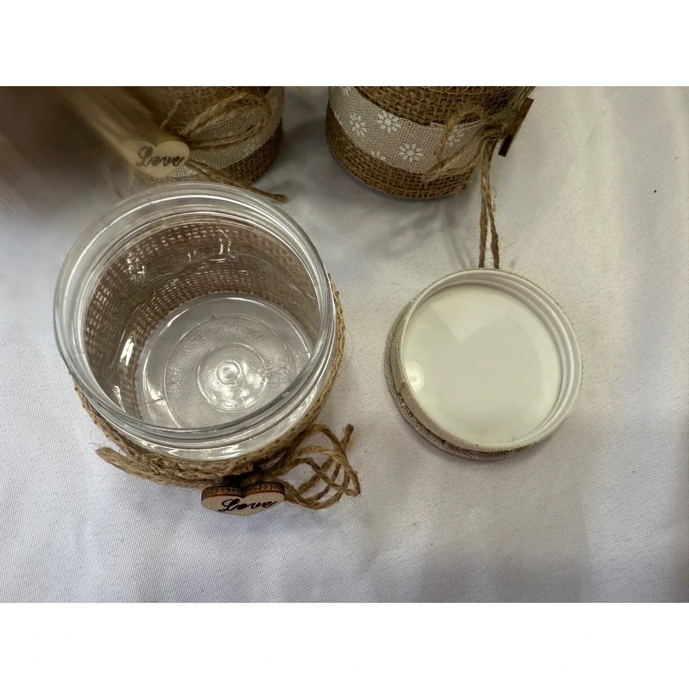 10 Mini plastic Jars Wedding Favors Party Bridal Shower Sweetheart Gifts